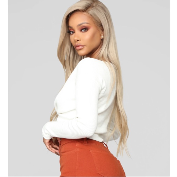 Fashion Nova Twisted Sista Ribbed Top | Cream - Picture 5 of 8